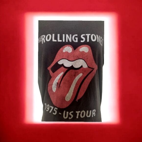 The Rolling Stones 1975 US Tour T-Shirt Men's  Short Sleeve Tongue MEDIUM Gray - Picture 8 of 8